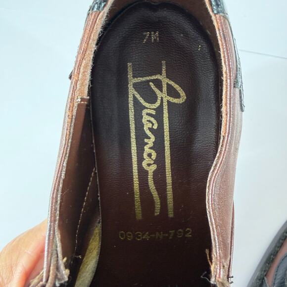 Bianco Ankle Boots Women 7M Brown Cuban Heel Leather Embroidered Western Stitch - Picture 4 of 12